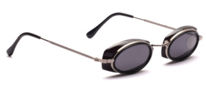 Silver sunglasses with black plastic inner rim