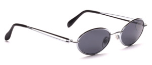 Oval sunglasses in silver with gray discs