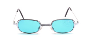 Funny silver sunglasses with turquoise discs