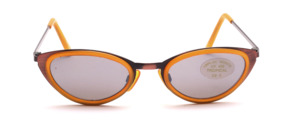Cat Eye sunglasses in copper brown with yellow plastic inlay
