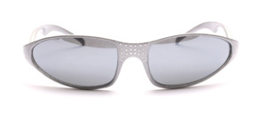 Sporty, light outdoor sunglasses in silver with gray, silver mirrored lenses