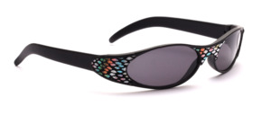 Black sunglasses with a colorful pattern