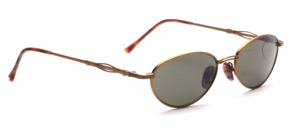 Metal sunglasses in old gold with green discs