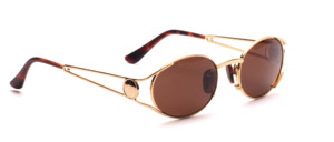 Golden metal sunglasses for women with brown discs