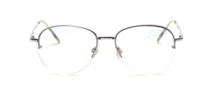 Half-rim glasses in silver with light green tinted lenses