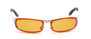 Flat sunglasses in silver with orange discs