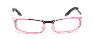 Flat sunglasses in silver with pink discs