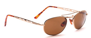 Men's glasses in gold with double bridge with brown lenses