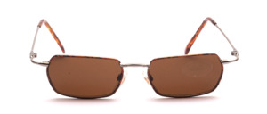 Very nice men's metal sunglasses in dark silver with a brown glass rim and slightly flared temples