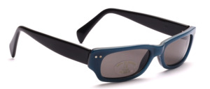 Blue plastic sunglasses with black temples