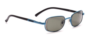 Blue metal sunglasses with silver metal inlay