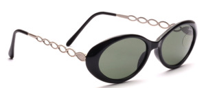 Black oval sunglasses with silver metal temples