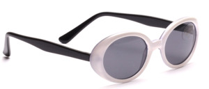 Oval women's glasses in white with black temples