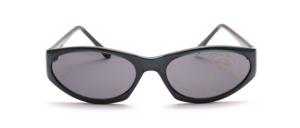 Ladies sunglasses in green with black inside and black temples