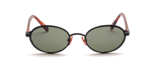 Oval metal sunglasses in black with Havana-colored plastic temples