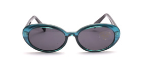 Oval ladies plastic sunglasses shimmering in blue