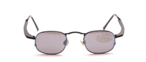 Small black metal sunglasses with slightly flared temples