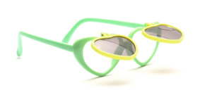 Sweet heart-shaped sunglasses with a snap-on sun clip