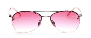 Half-rim aviator sunglasses with pink gradient lenses and pretty rhinestone decor on the upper edge of the rim