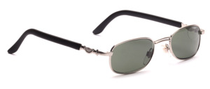 Metal sunglasses in silver with green discs