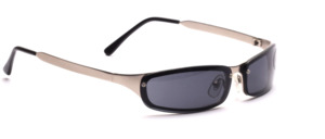 Sporty metal sunglasses in matt silver with screwed gray discs