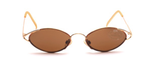 Small metal sunglasses in gold with brown glass rim
