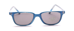 Simple sunglasses with blue temples on top