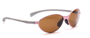 Oval sporty sunglasses pink metallic with brown discs