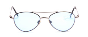 Aviator sunglasses in silver with double bridge and with light blue discs