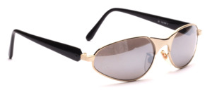 Futuristic sunglasses i n gold with black straps