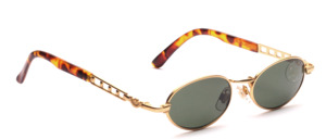 Sunglasses in matt gold with green discs