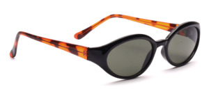 Women's sunglasses in black with brown patterned hangers