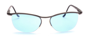 Half-rim sunglasses in antique silver with blue discs