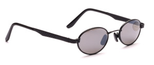 Oval sunglasses in black with perforated frame