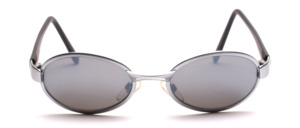 Oval metal sunglasses in matte silver with black temples