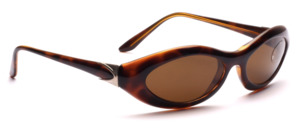Brown retro sunglasses in the style of the 60s with silver strap stop