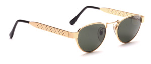 Golden panto sunglasses with stamped slightly flared temples