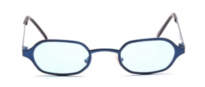 Blue metal sunglasses with light blue lenses