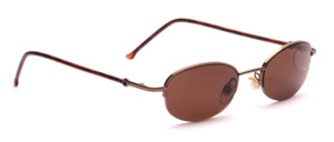 Brown metal sunglasses with half rim and brown discs