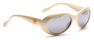 Whitish ladies' 90s sunglasses with gold trim on the temples