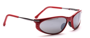 Fire red sports sunglasses with silver temples