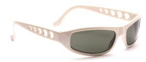 Sporty white sunglasses with perforated straps