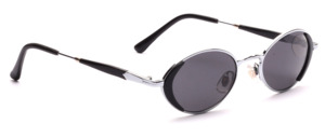 Oval sunglasses in silver with black plastic accents