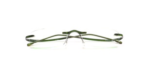 Rimless plastic sunglasses in green with flexible temples