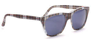 High quality transparent 80s acetate sunglasses with checkered silk fabric insert