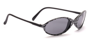 Feather-light oval sport sunglasses in black with a silver pattern