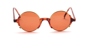 Round combi sunglasses in gold with brown plastic parts
