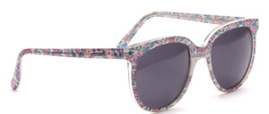 High quality transparent 80s acetate sunglasses with a floral silk fabric insert