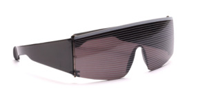 Pop Art sunglasses from the 80s with wide temples in gray with white stripes