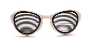 Cool white sunglasses from the 1980s with black grid instead of lenses